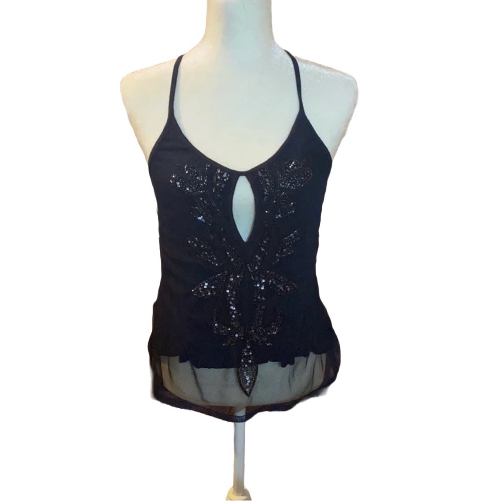 Black Beaded Halter Top